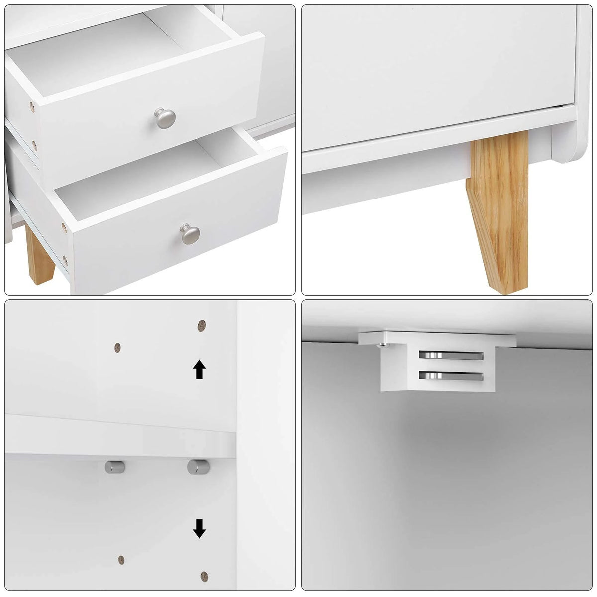 White Wooden Floor Storage Cabinet with Door and Drawers O409