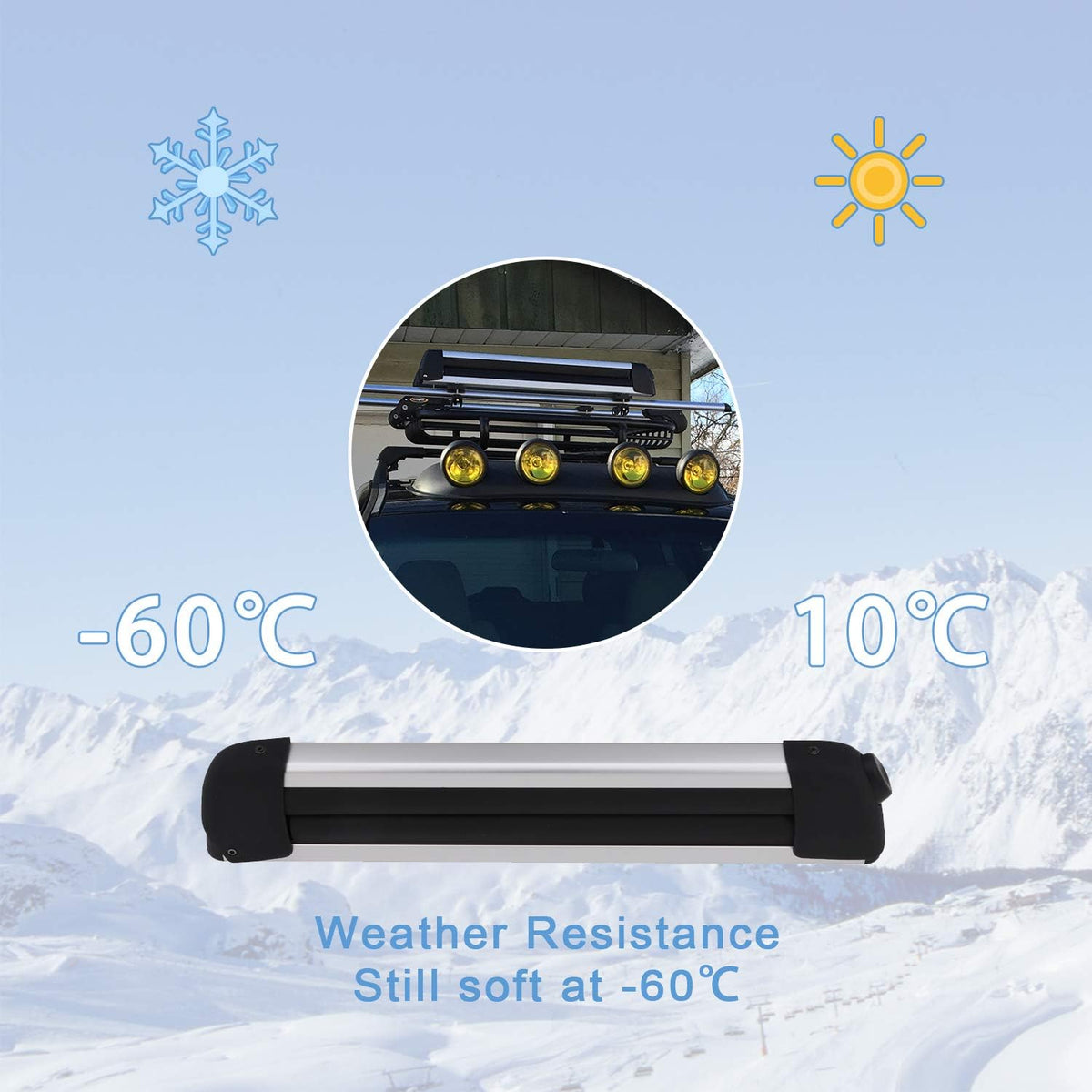 Lockable Cross Bars Carrier & Ski Snowboard Racks Kit Y7613