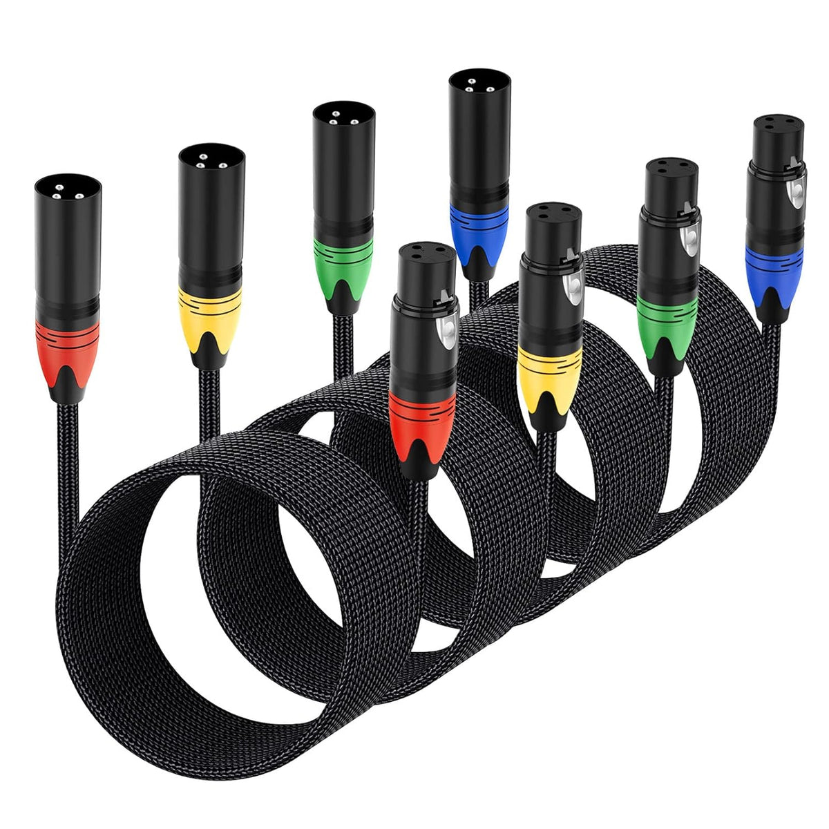 25ft 6 Pack XLR Microphone Cable Black Braided T94429