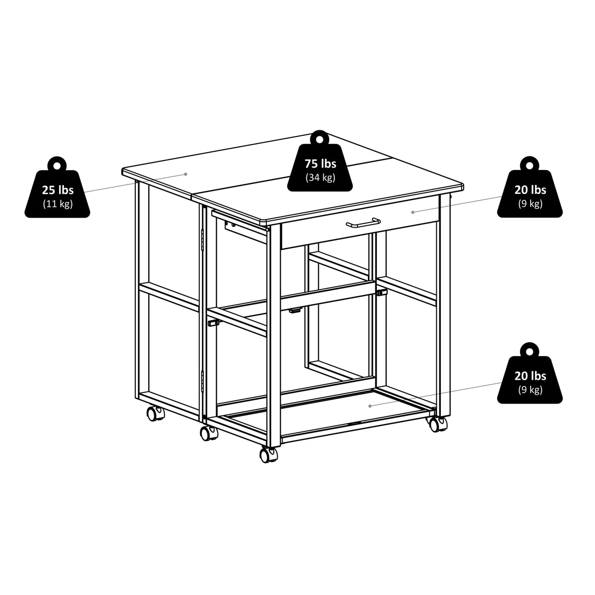 3-Pc Space Saver Set Walnut Finish C23835