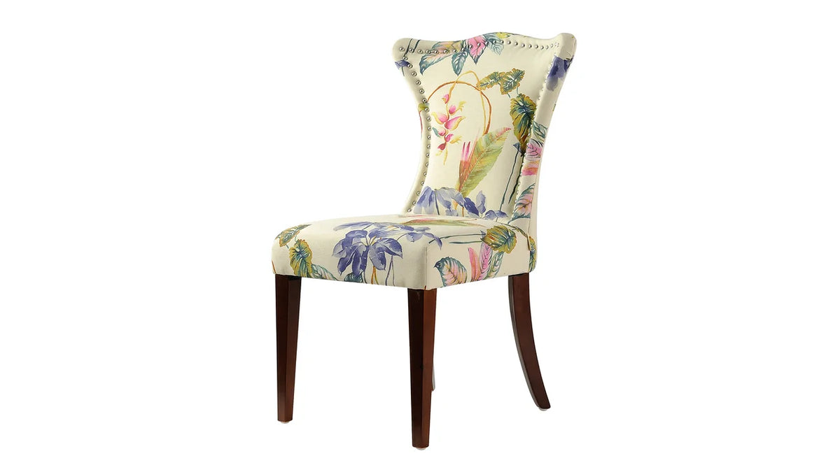 Off White Floral Fabric Accent Chair G4790