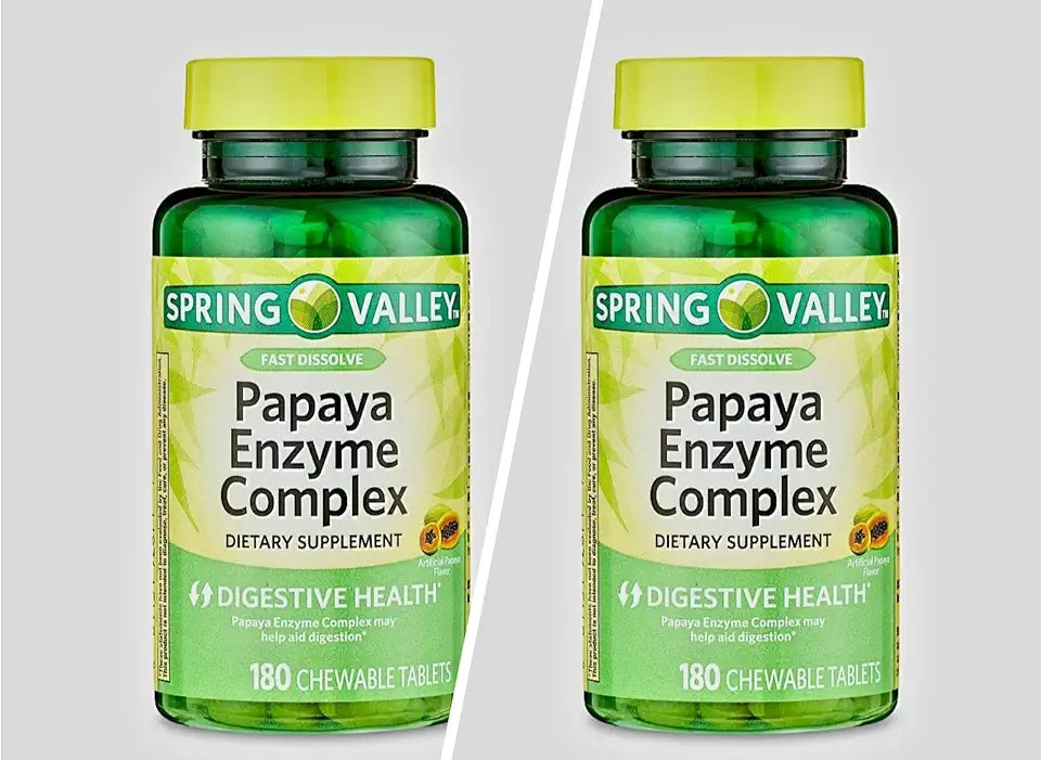 Papaya Enzyme Complex Chewable Tablets 180 Count Pack of 2 D640