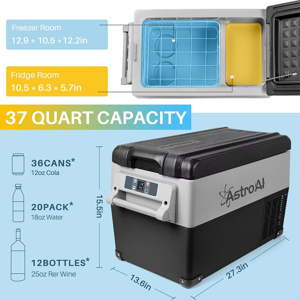 37 Quart Portable Refrigerator Freezer 12/24V DC 100/240V AC U5142