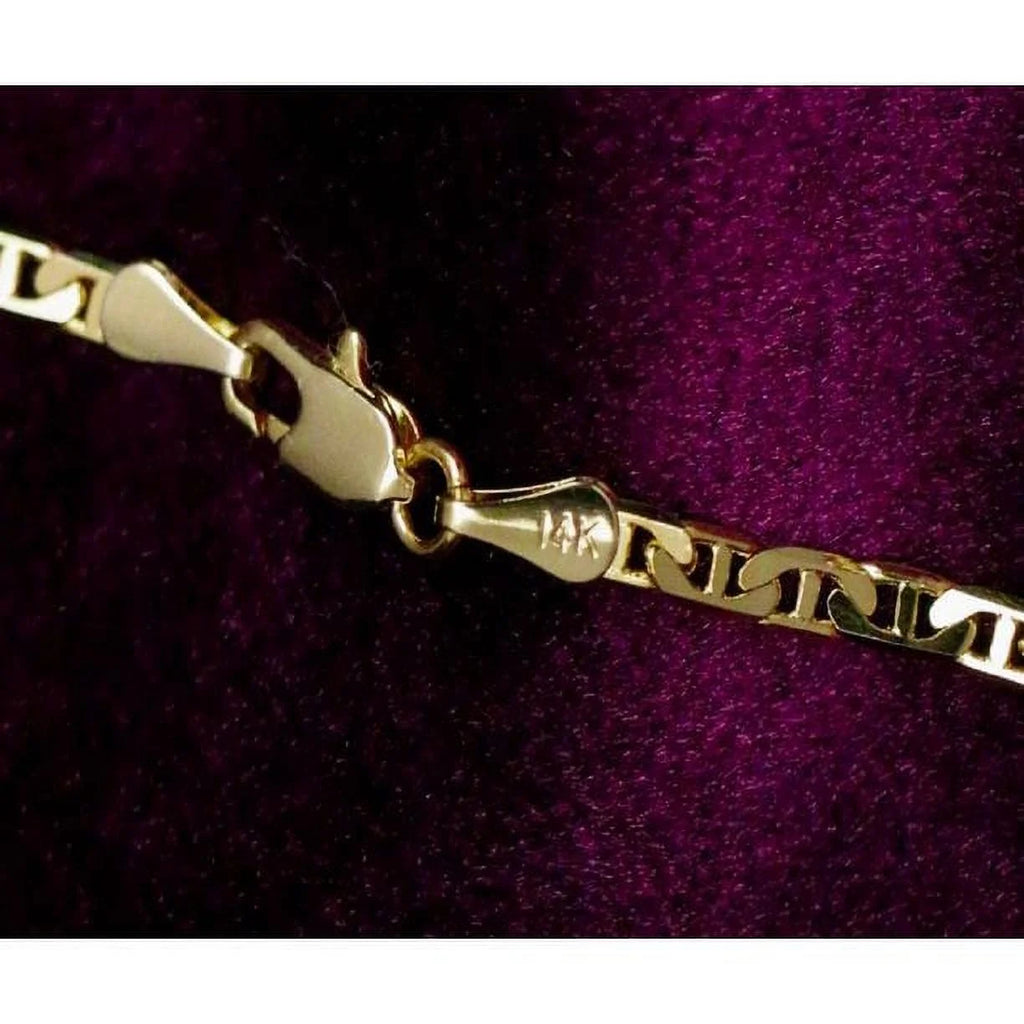 14K Bonded Gold Cuban Chain Necklace with Initial Letters Charm Y47577