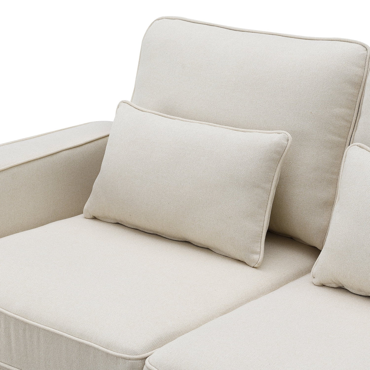 Beige Linen 4 Seater Sofa with Pillows N144483