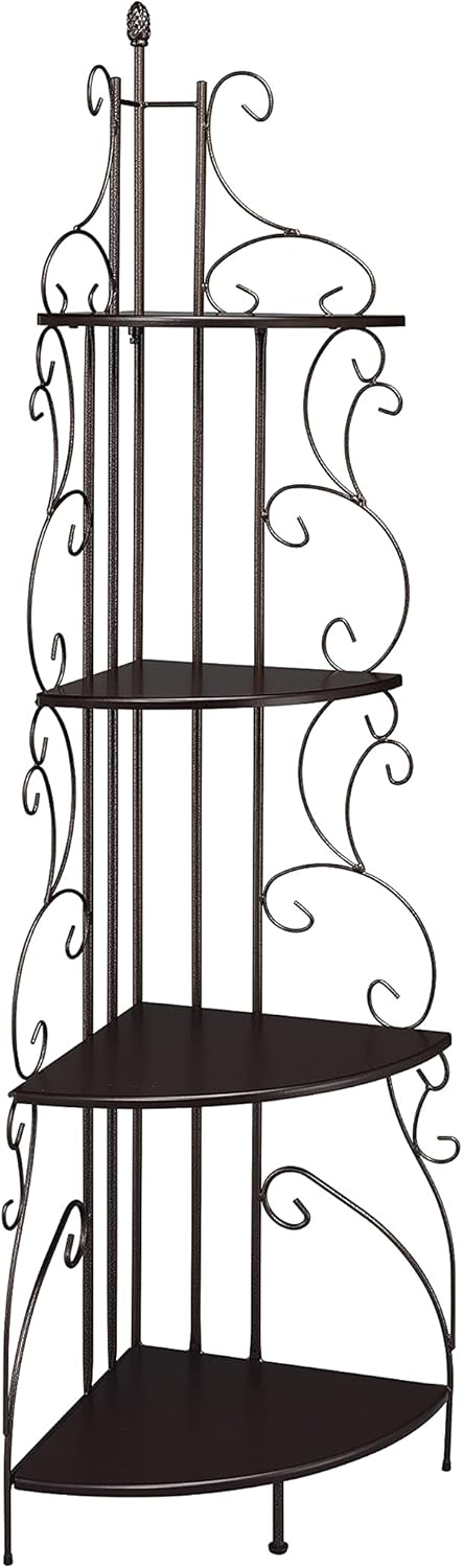 4-Shelf Corner Bookcase Cappuccino and Copper O17453