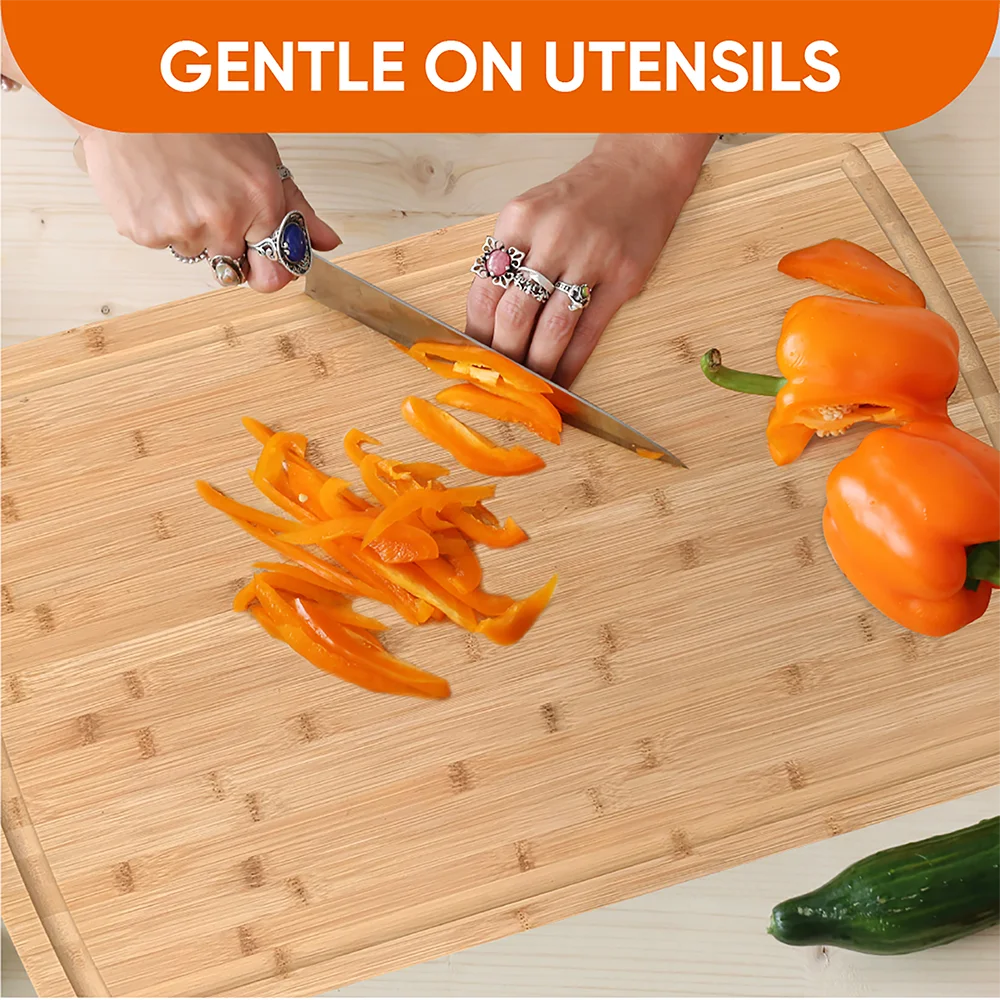 Bamboo Cutting Board with Stainless Steel Chef Knife P9588