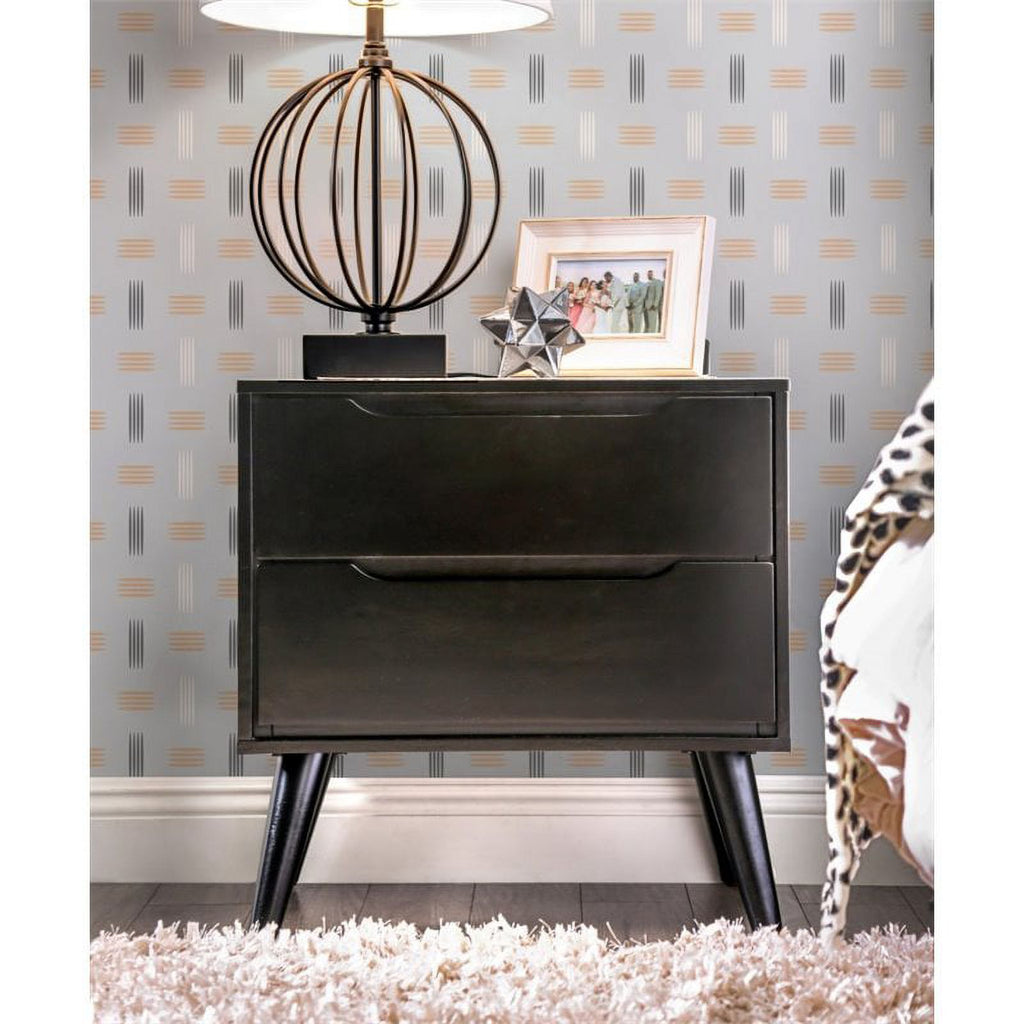 Black 2-Drawer Wood Nightstand R20826