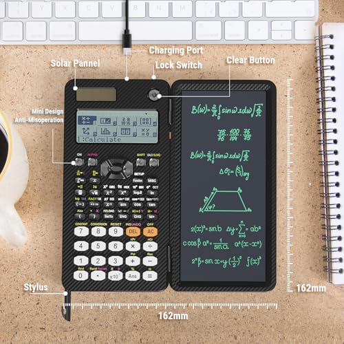Black Rechargeable Scientific Calculator with Writing Pad and Hard Case Z71321