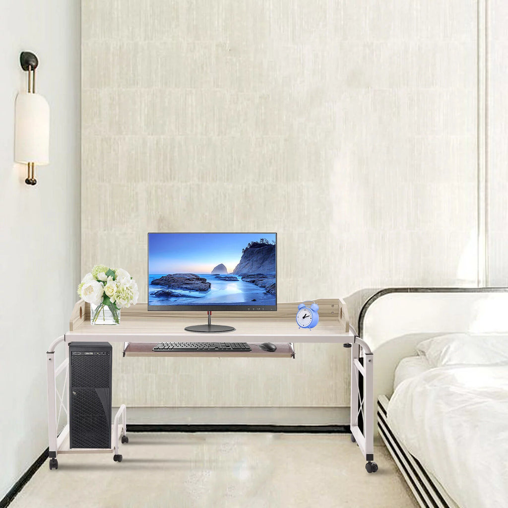Over Bed Laptop Table Mobile Desk with Wheels Adjustable B7956