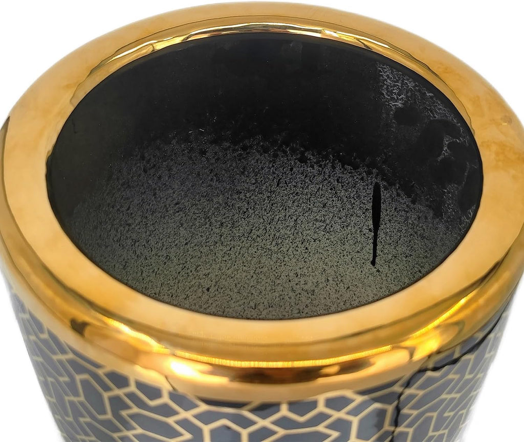 Black Gold Ceramic Umbrella Stand D350898