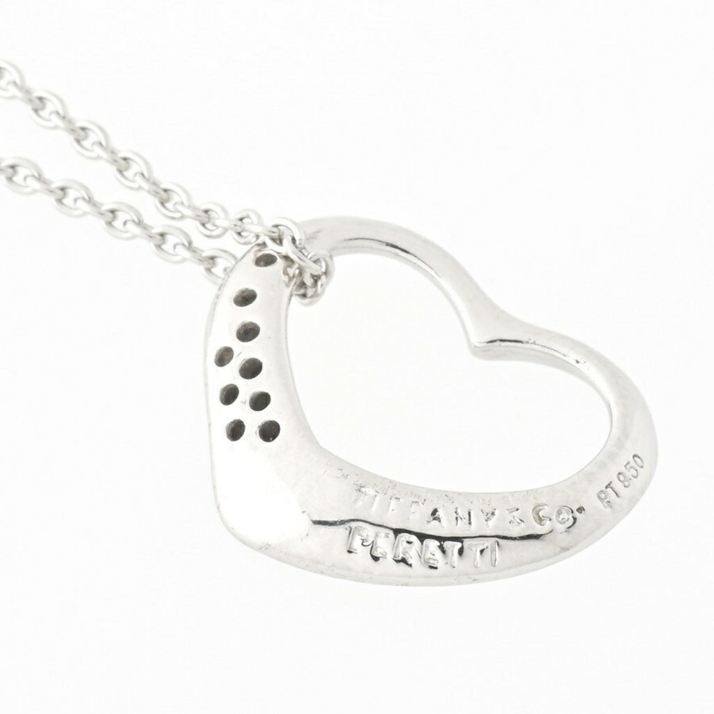 Tiffany pendant necklace open heart platinum diamond 41 cm R74527