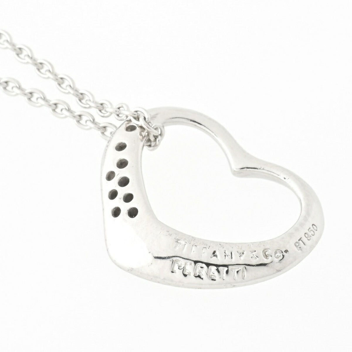 Tiffany pendant necklace open heart platinum diamond 41 cm R74527