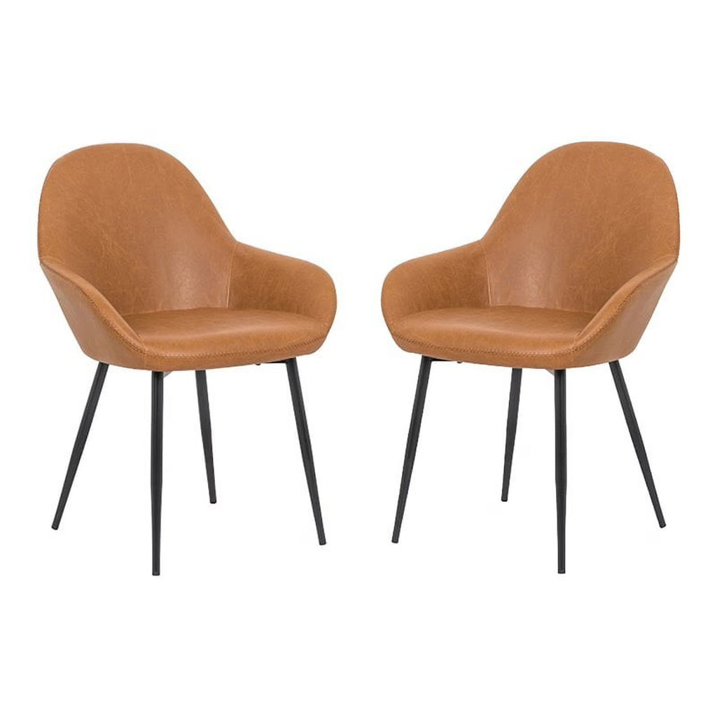 Faux Leather Arm Chairs in Tan (Set of 2) I775650