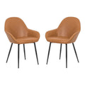 Faux Leather Arm Chairs in Tan (Set of 2) I775650