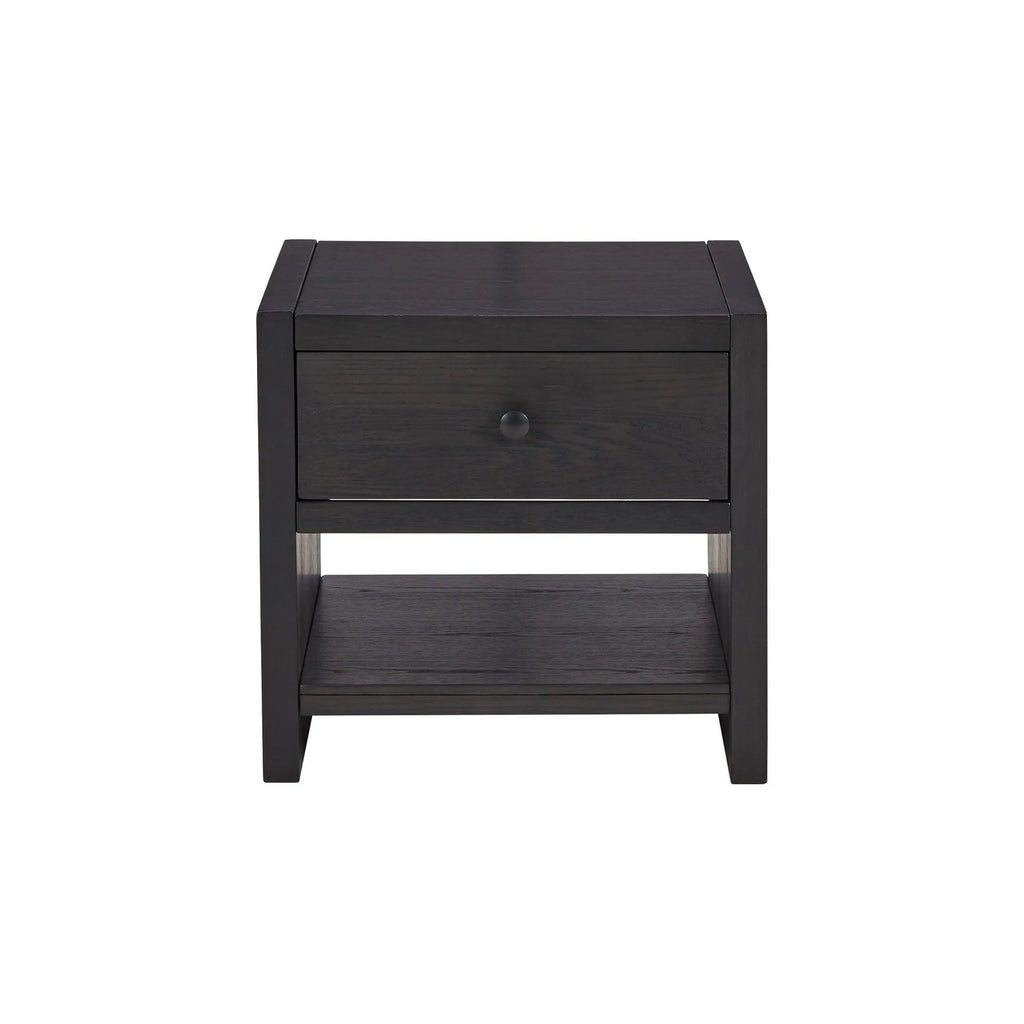 24 Inch Square Side End Table Black Wood Single Drawer K901416