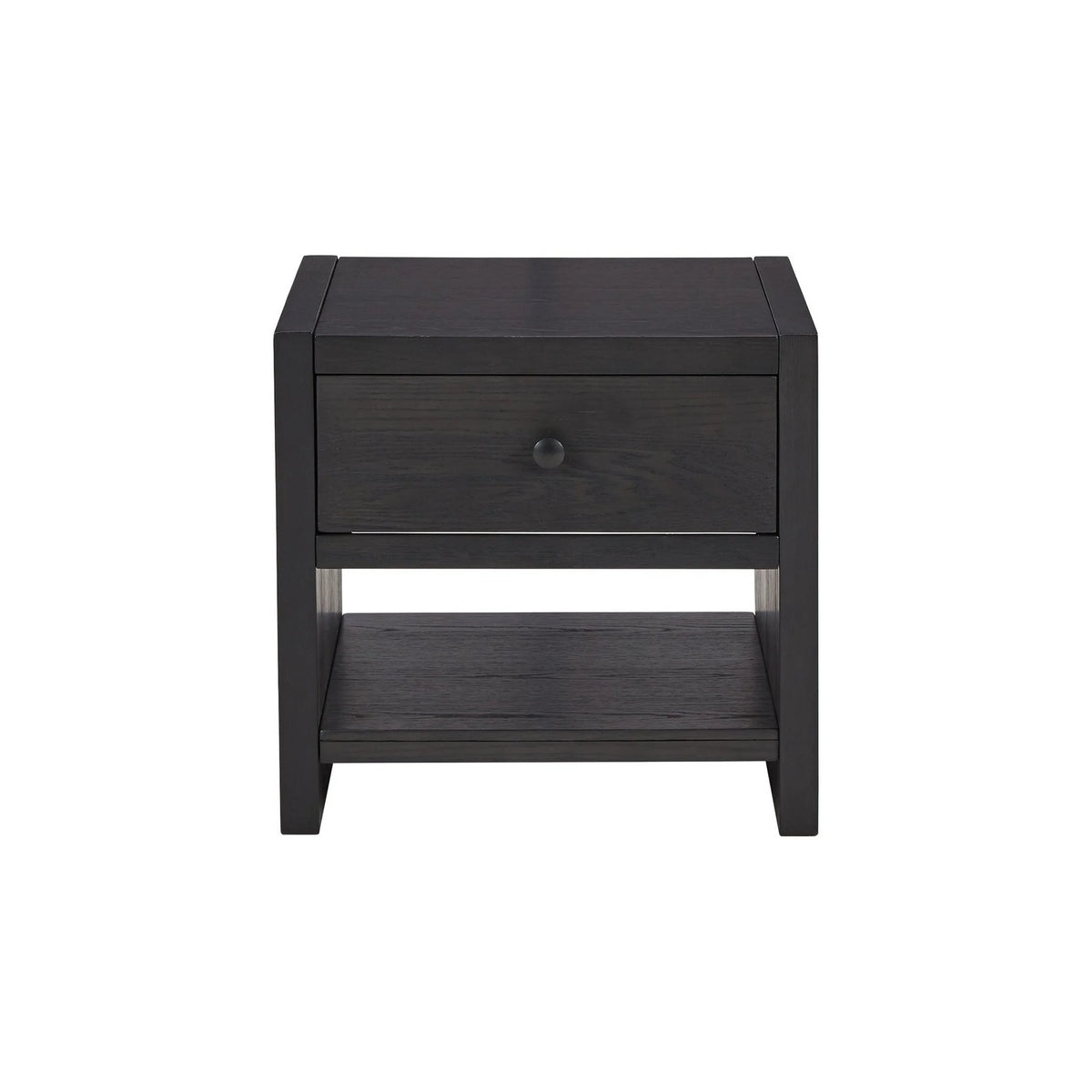 24 Inch Square Side End Table Black Wood Single Drawer K901416