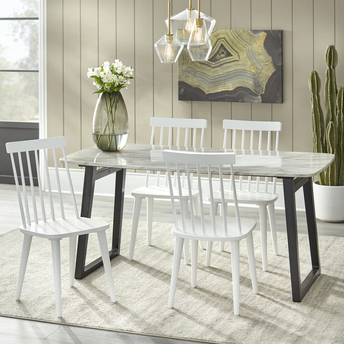 White Wood Dining Chair Set of 2 J6127