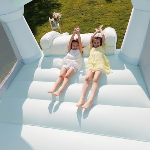 Pastel Bouncy Castle with Slide, 12 ft L x 9 ft W x 7 ft H, UL Blower Included U10361