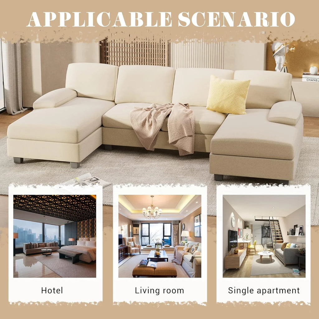 White Modular Sectional Sofa Sleeper with Double Chaise W28887