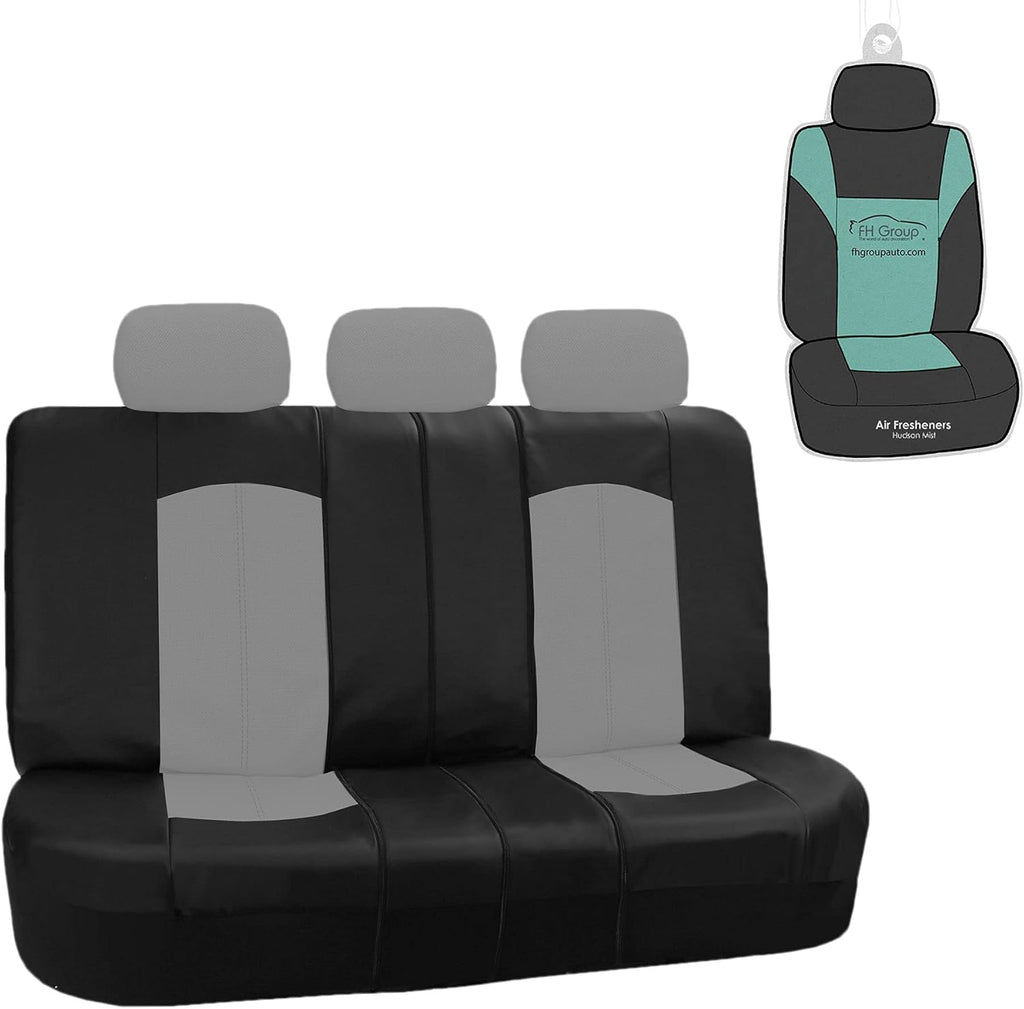 Solid Black Faux Leather Split Bench Seat Cover W573447
