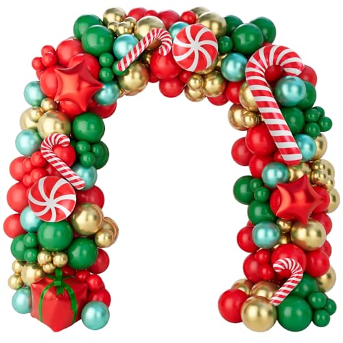 150Pcs Red Green Gold Christmas Balloon Arch Kit K26684