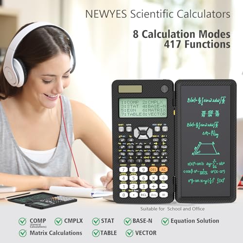 Black Rechargeable Scientific Calculator with Writing Pad and Hard Case Z71321