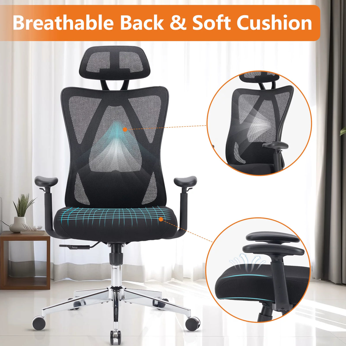 High Back Ergonomic Mesh Office Chair with Headrest O43431