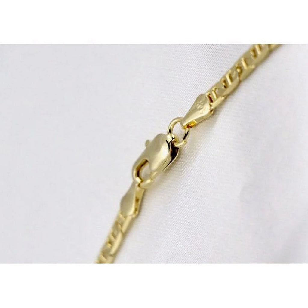 14K Bonded Gold Cuban Chain Necklace with Initial Letters Charm Y47577