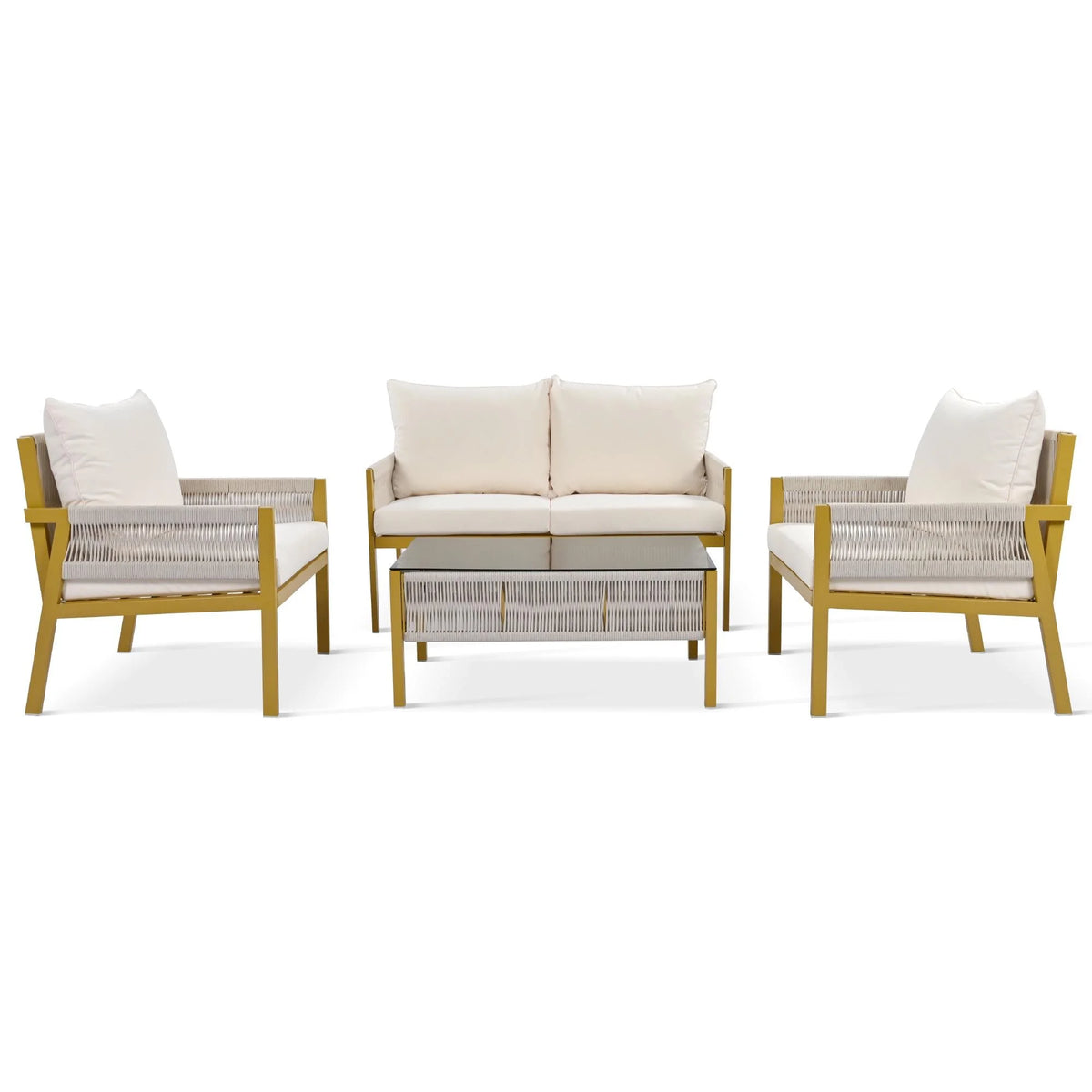 4-Piece Patio Furniture Set with Tempered Glass Table G80031
