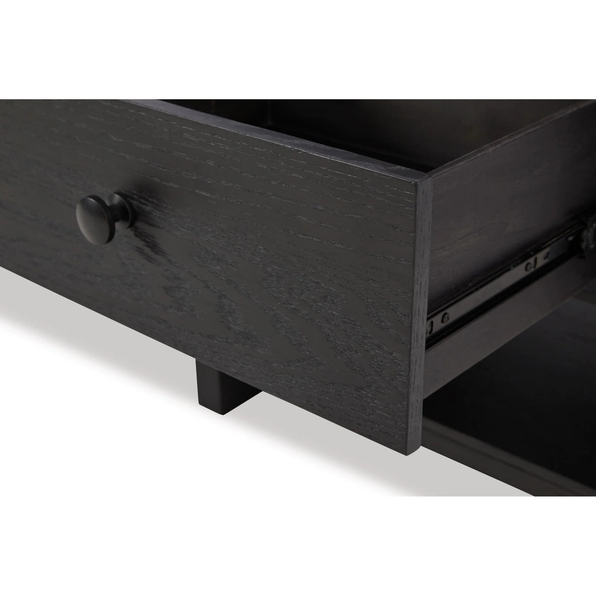 24 Inch Square Side End Table Black Wood Single Drawer K901416