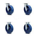Solid Polyurethane Swivel Top Plate Caster with 8" x 2" Blue Wheel and Top Lock Brake I724247