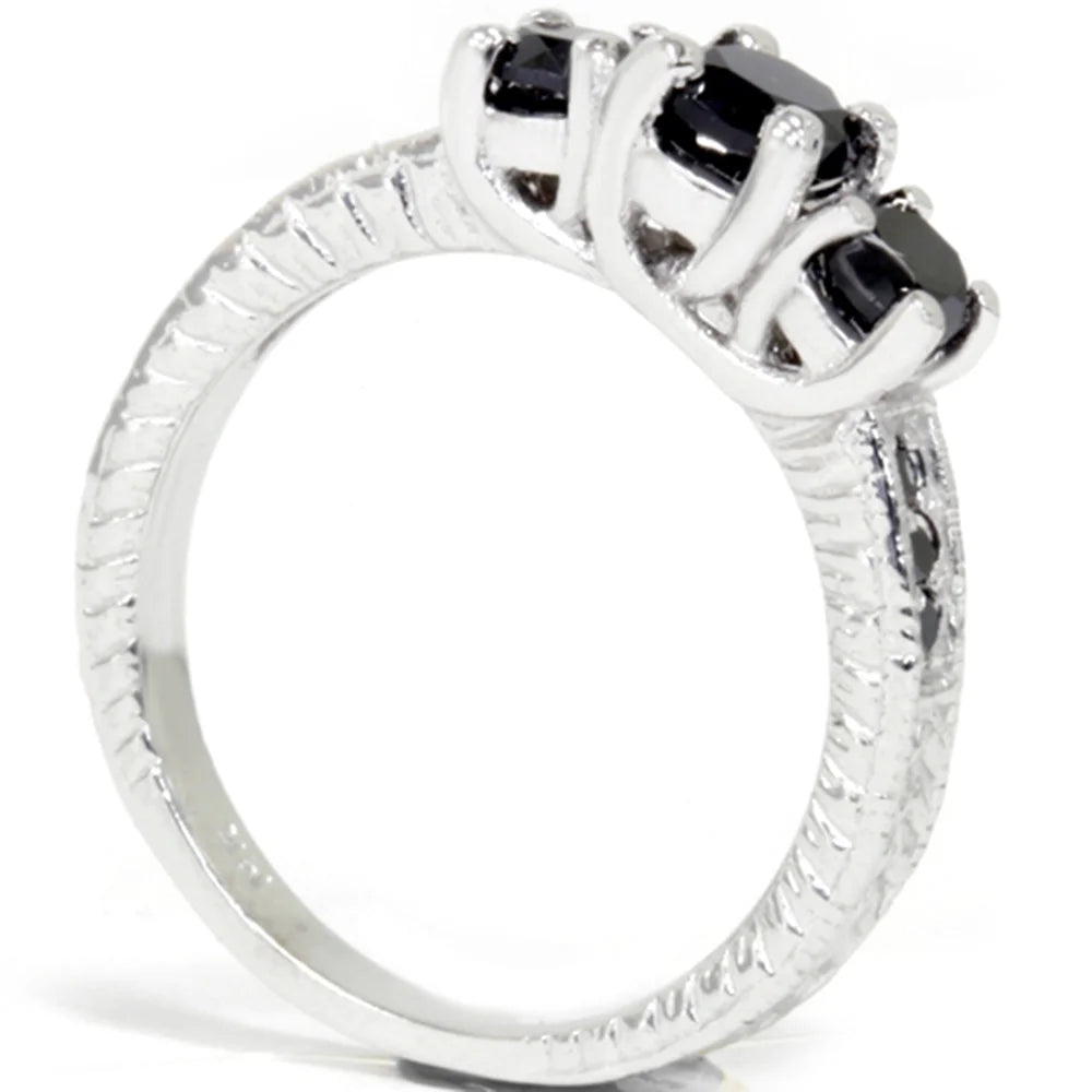 Vintage Engagement Ring 14K White Gold T199955