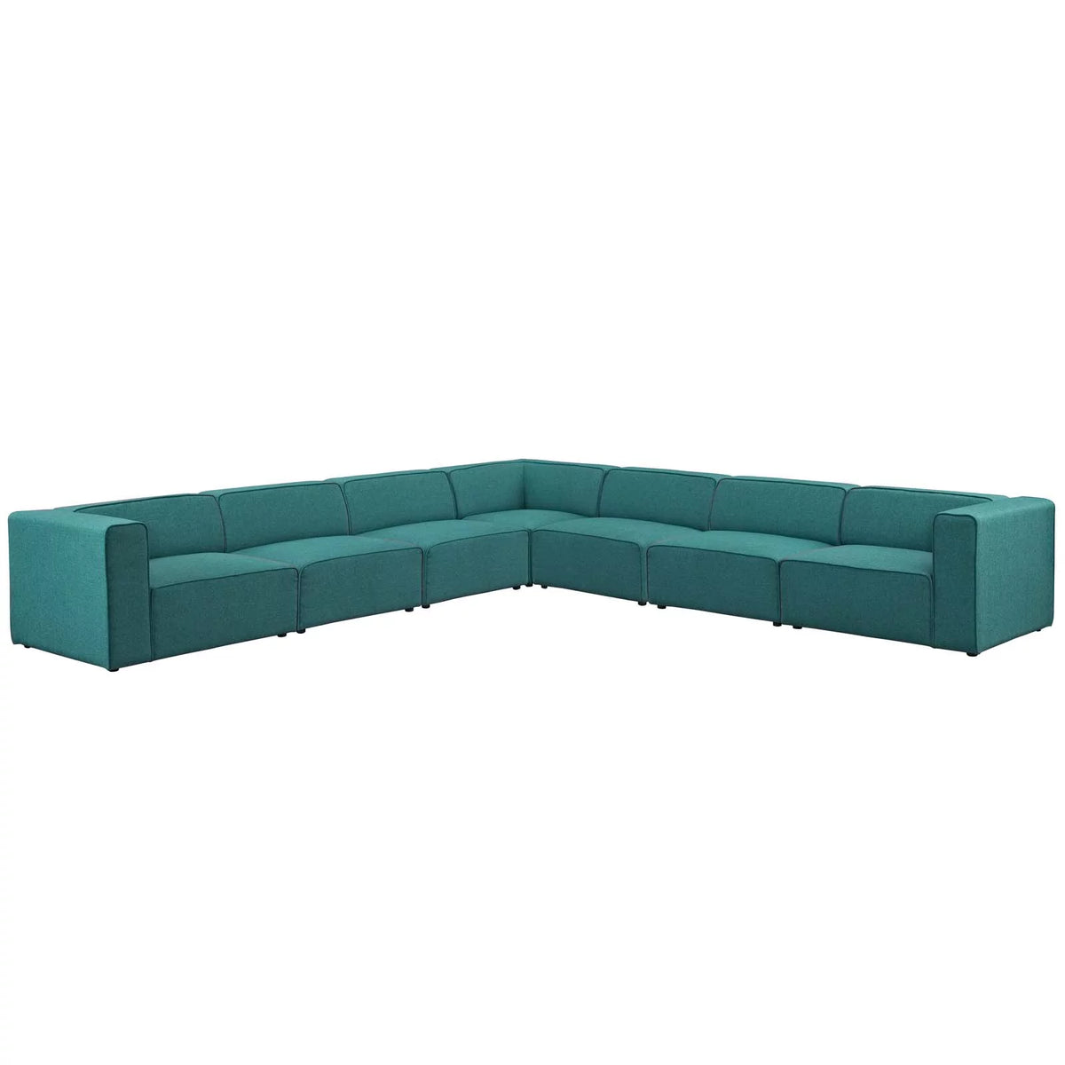 Teal Upholstered Fabric 7 Piece Sectional Sofa Set M437