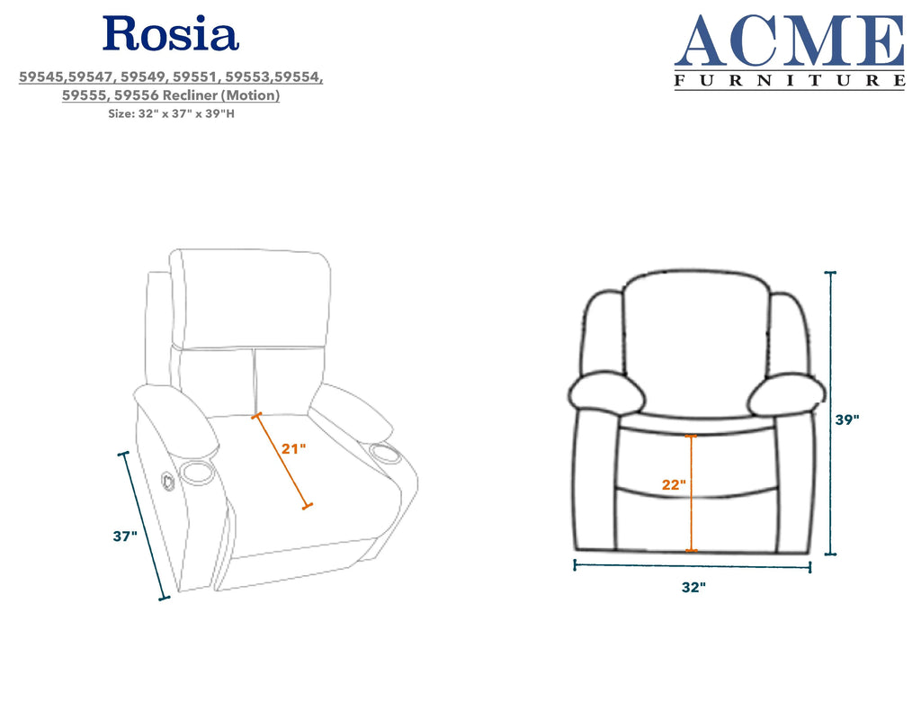 Blue Velvet Recliner O57386