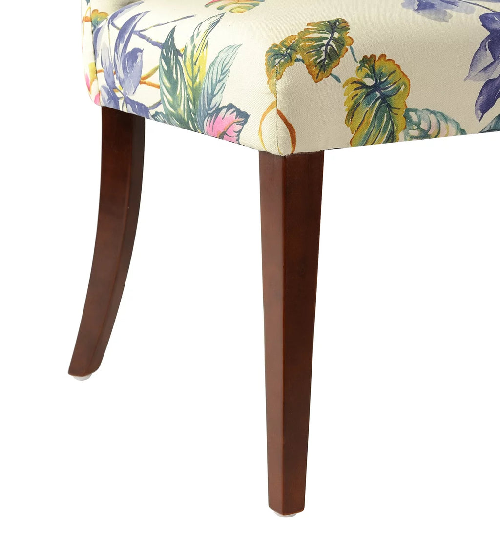 Off White Floral Fabric Accent Chair G4790