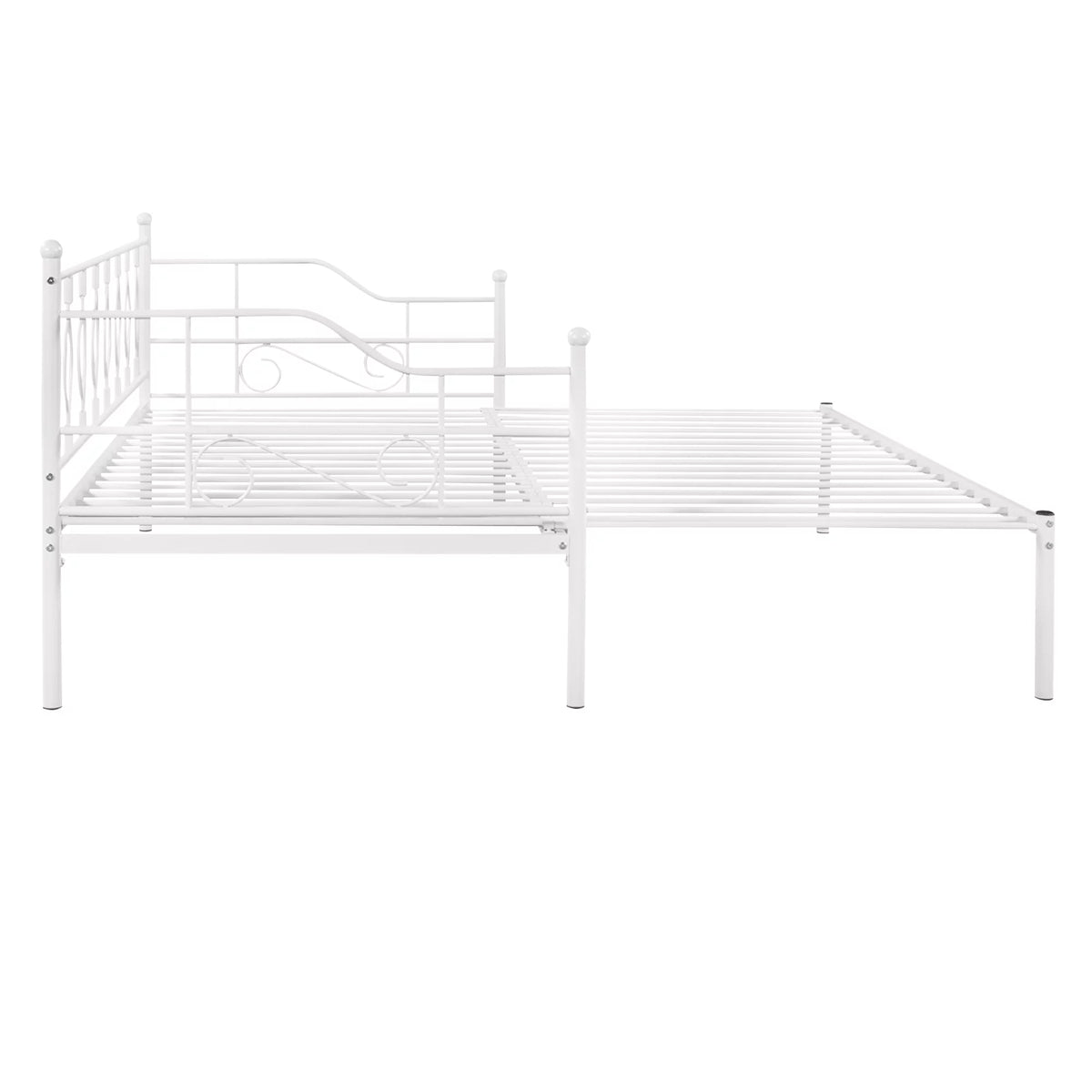 White Twin Size Metal Daybed with Trundle O54811