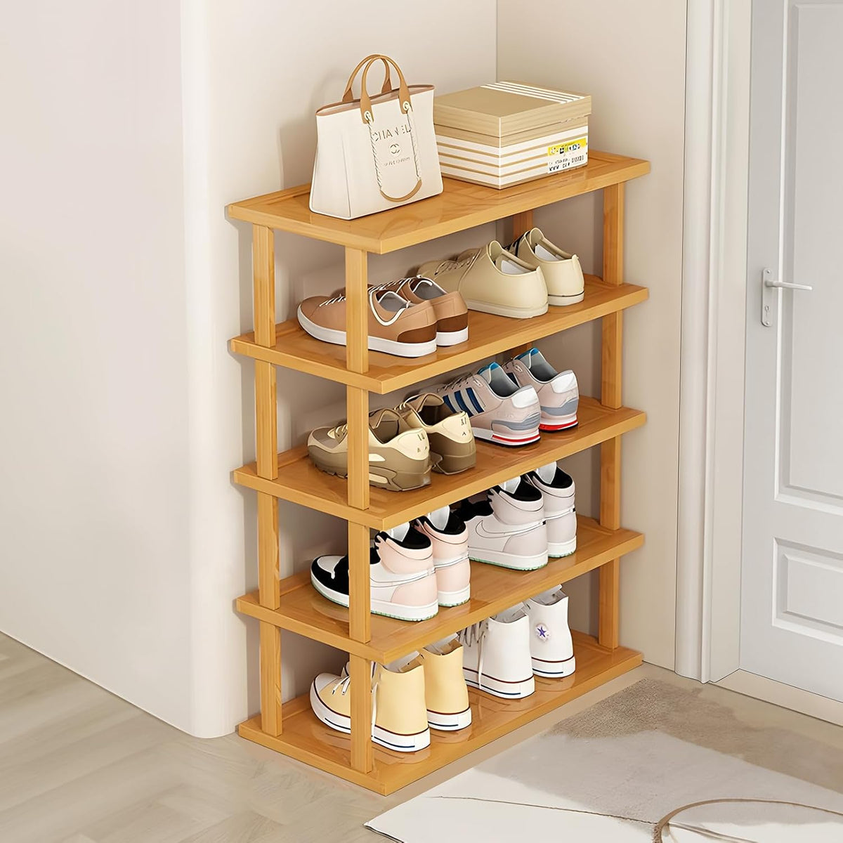 5 Tier Narrow Bamboo Shoe Rack W62932