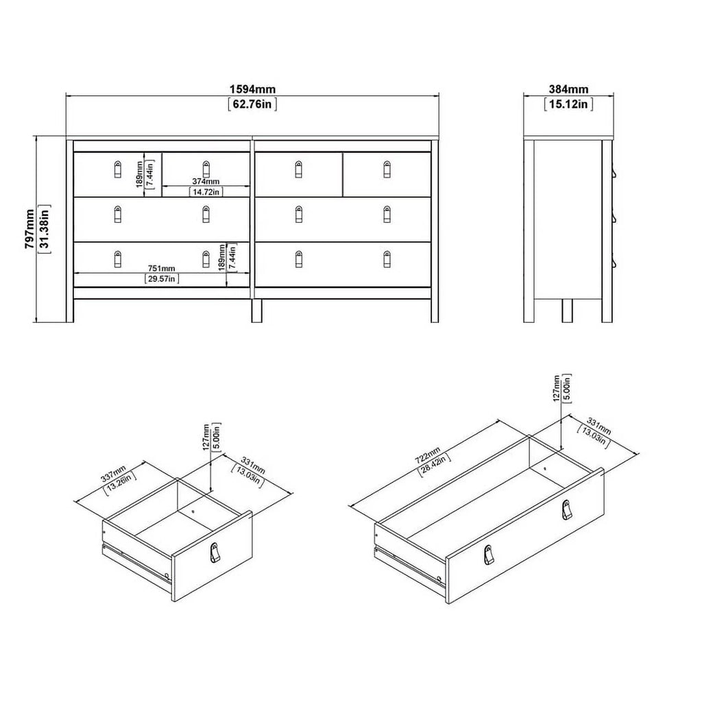 White 8 Drawer Engineered Wood Dresser V585523