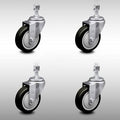 4 inch Black Polyurethane Wheel Swivel Caster Set W63928