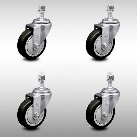 4 inch Black Polyurethane Wheel Swivel Caster Set W63928