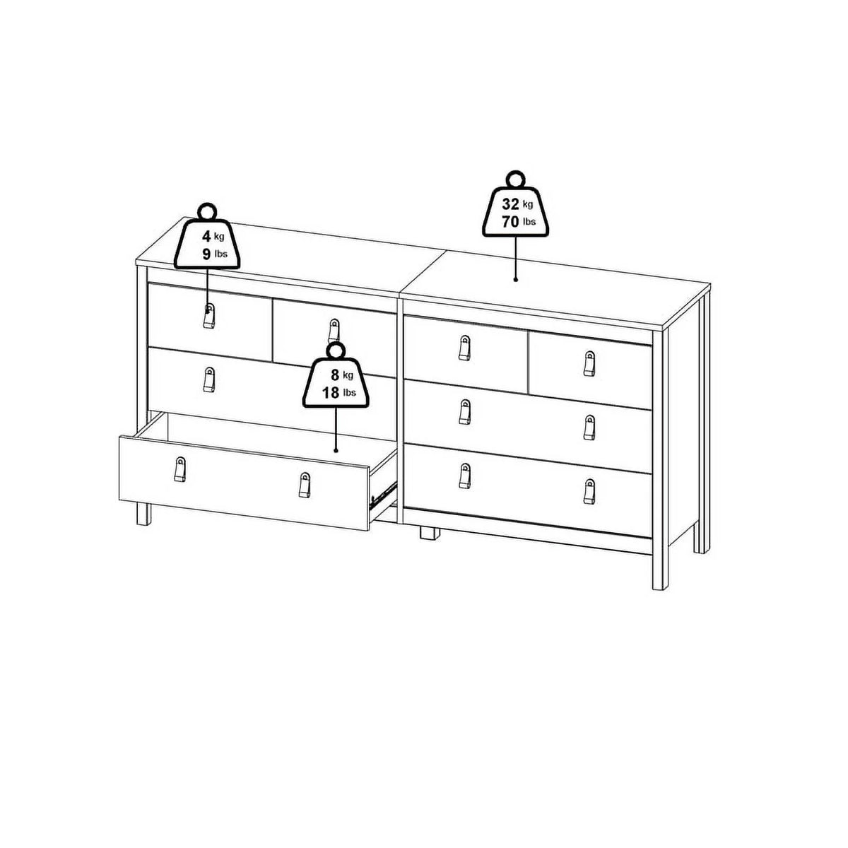 White 8 Drawer Engineered Wood Dresser V585523