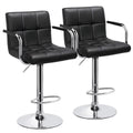 2pcs Black Faux Leather Swivel Bar Stools B890