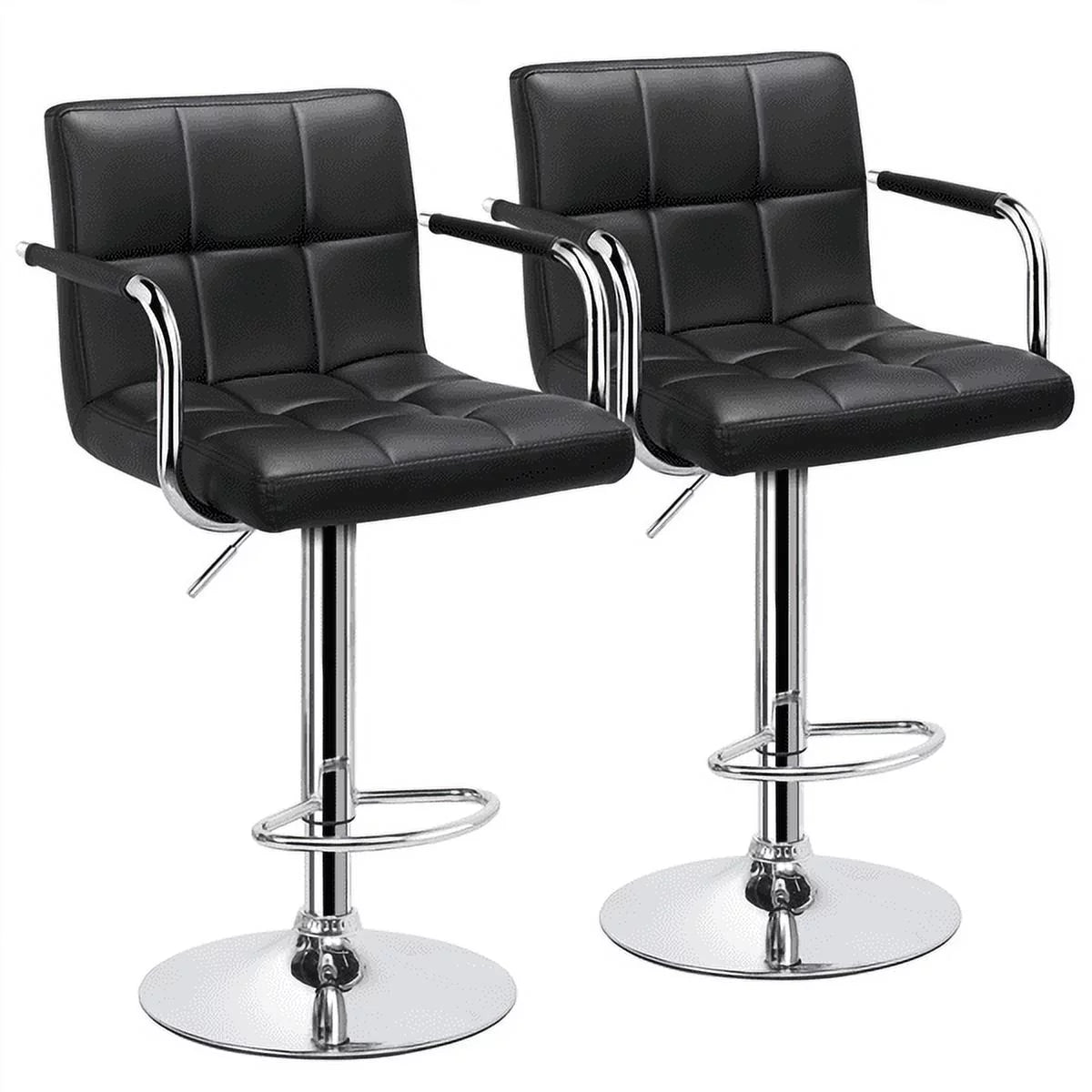 2pcs Black Faux Leather Swivel Bar Stools B890