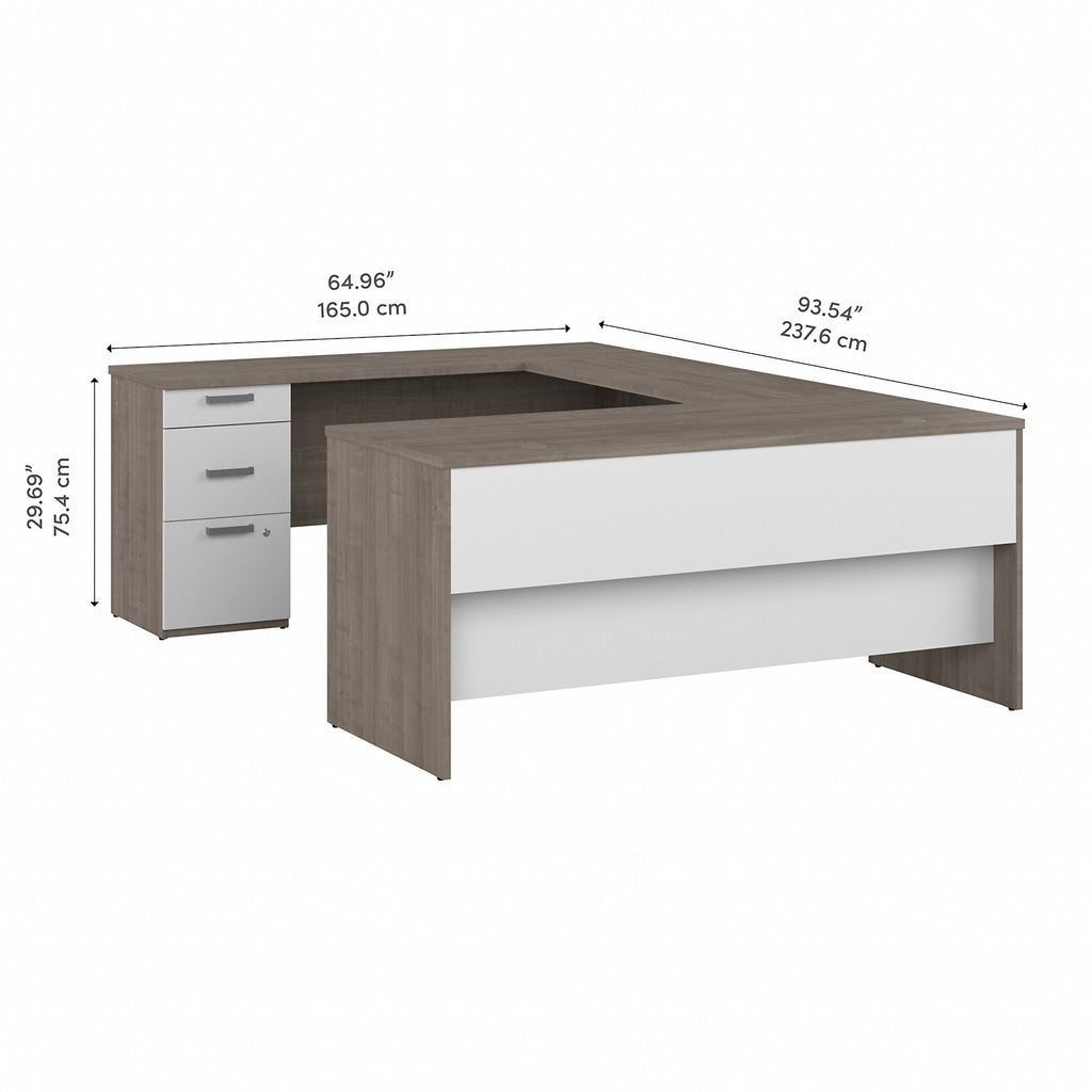 Silver Maple/Pure White U-Shaped Computer Desk T64690