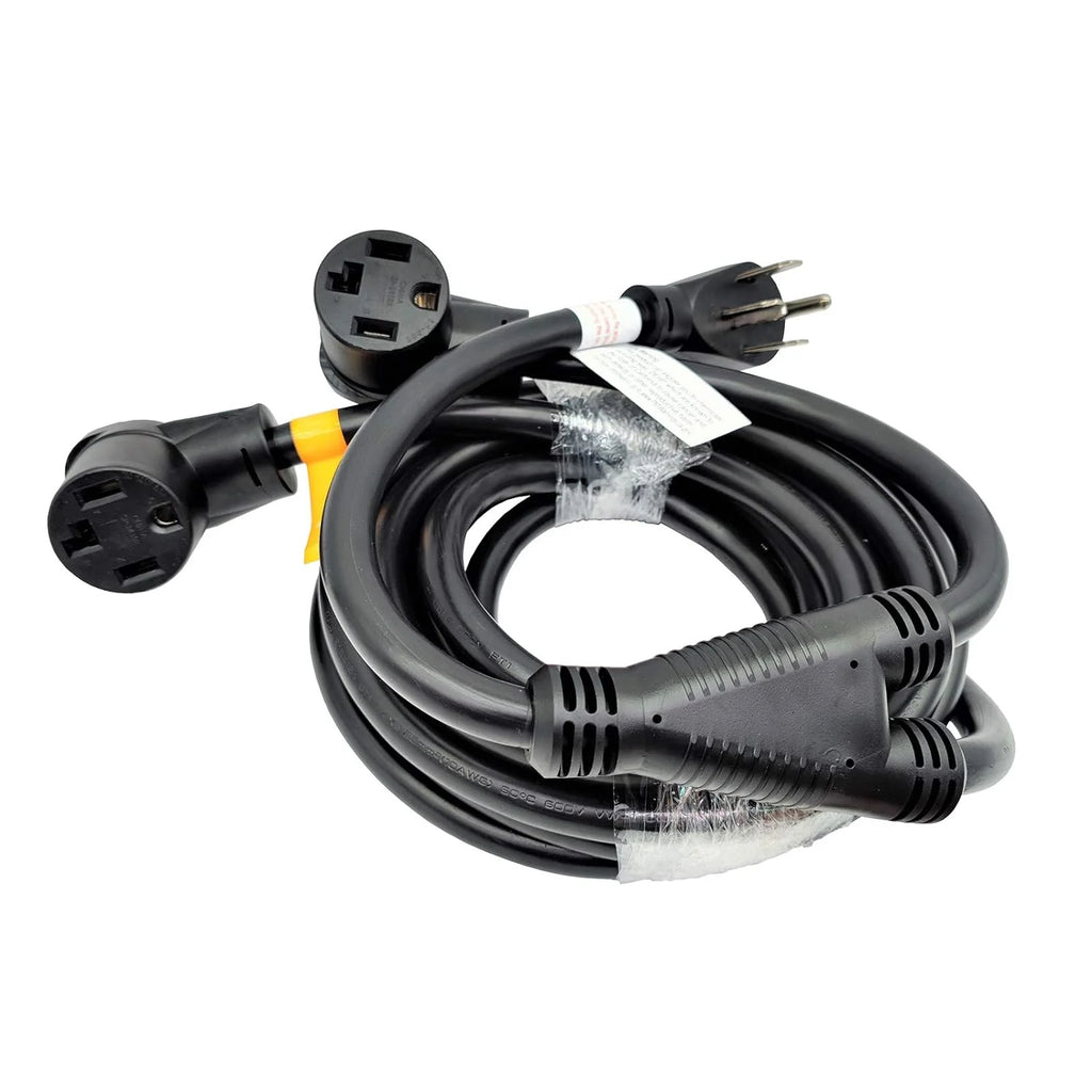 NEMA 14-30 Splitter, 14-30P Male Plug To Dual 14-30R Female Receptacle, 4-Prong 30 AMP Y Adapter Cord (20 Feet) W3248