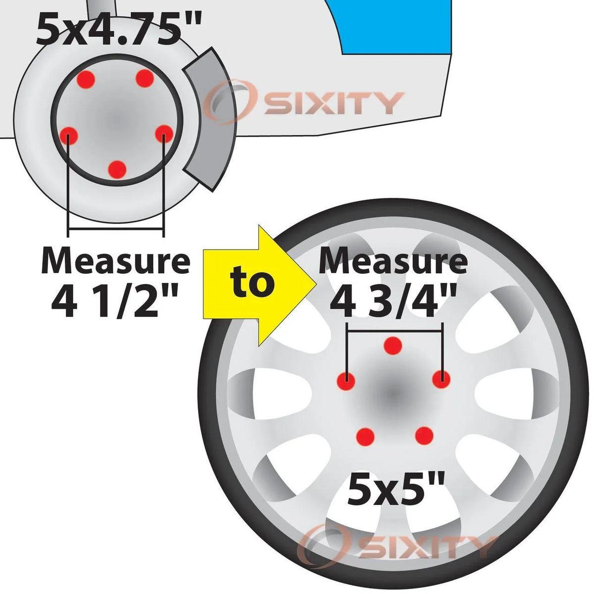 4 pc 5x4.75" to 5x5" Wheel Spacers Adapters 1.25" J7042