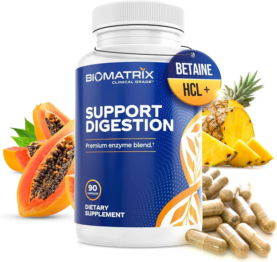 90 Capsules Digestive Enzymes Supplement with Purified Bile, Pancreatin, Plant Enzymes, Ox Bile, Betaine HCL I85680