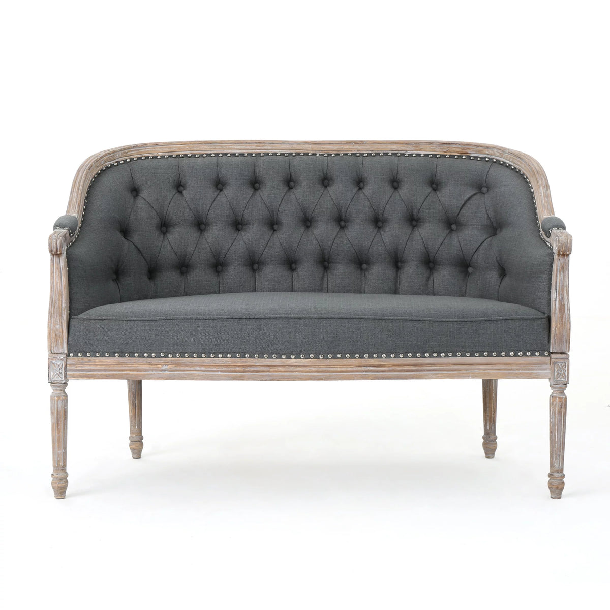 Dark Gray Fabric Loveseat P702661