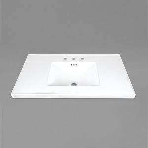 White 37x22 SinkTop with Widespread Faucet Hole F637198